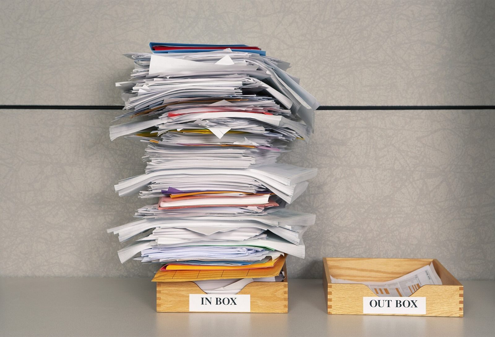 Paper files organised for review