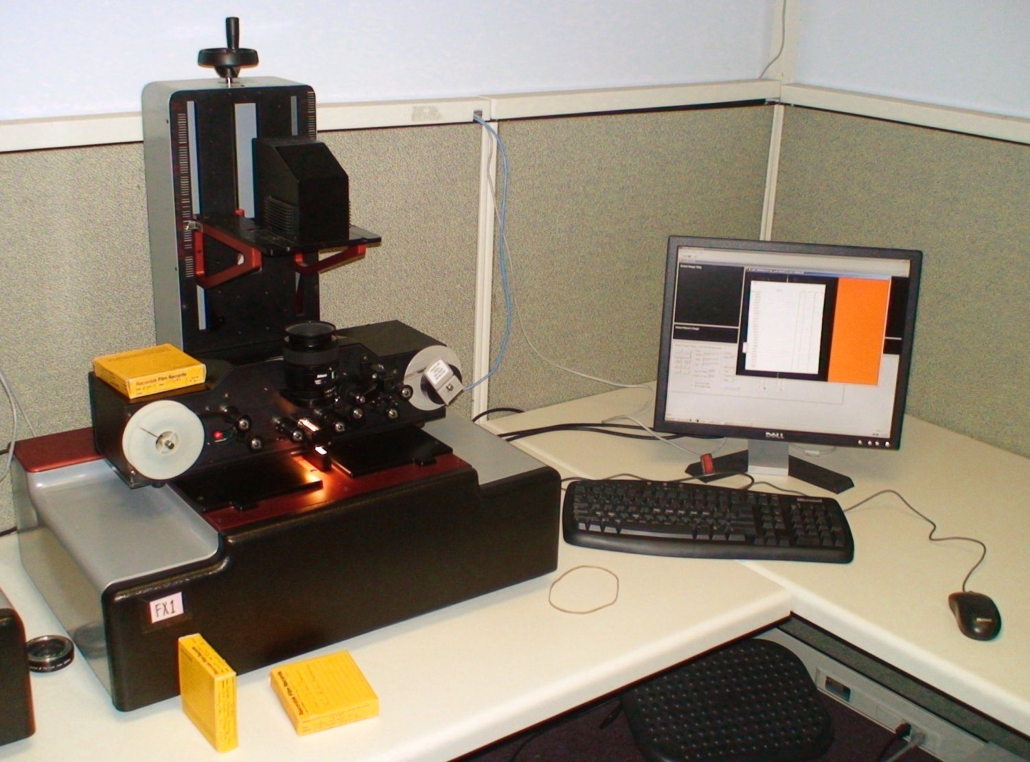 A microform scanner used to read older records