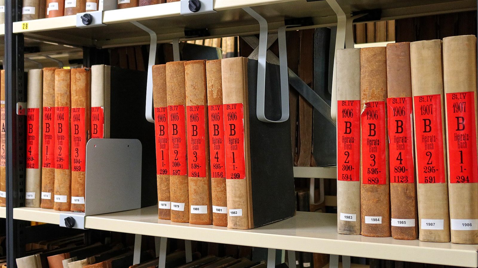 Archived records stored on shelving